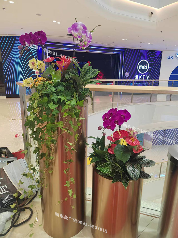 商场不锈钢花缸花艺